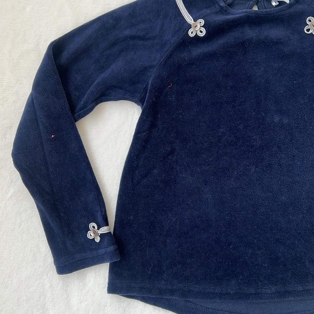 Polarn O. Pyret navy terry top w silver detail - Picture 4 of 7
